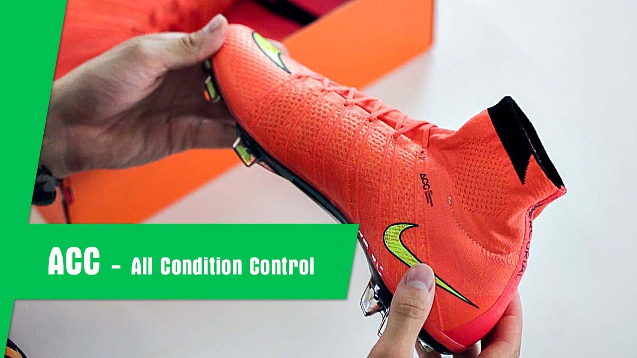 Giày Nike Mercurial Superfly V được ra mắt tại Worldcup 2014 với chất liệu da vải sợi dệt phủ lớp vật liệu ACC (Chống nước)