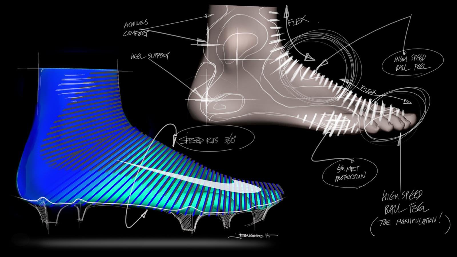 Thiết kế giày Nike Mercurial Superfly với ý tưởng về các sợi vải ôm chân