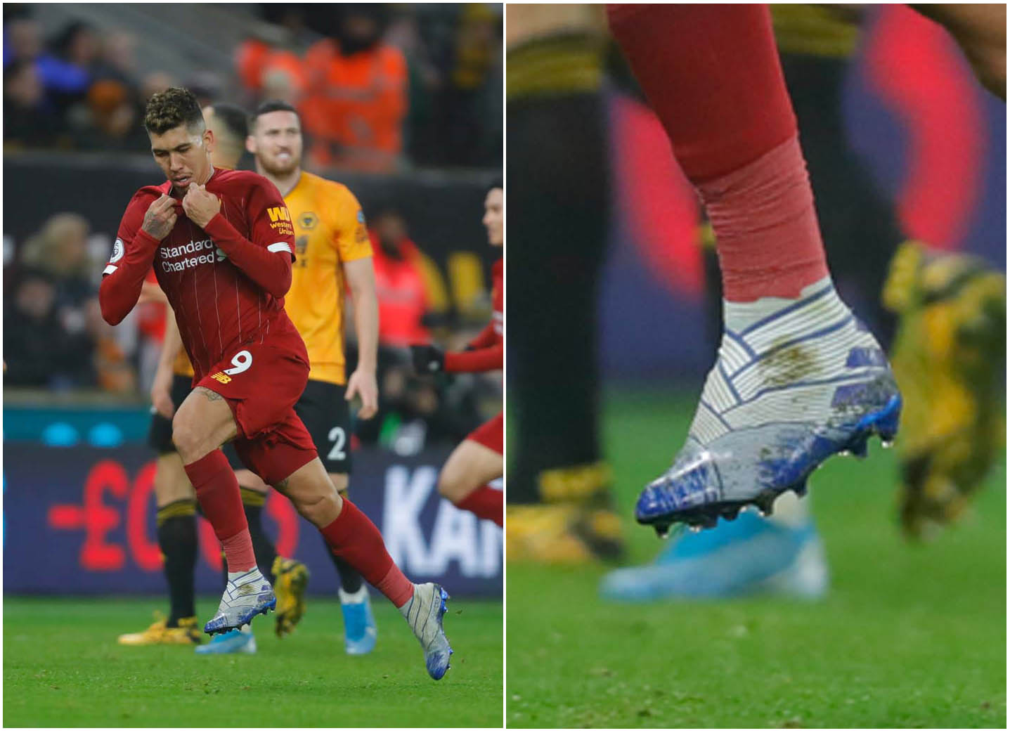 Tiền đạo Roberto Firmino của Liverpool sử dụng Adidas Nemeziz 19+ không dây
